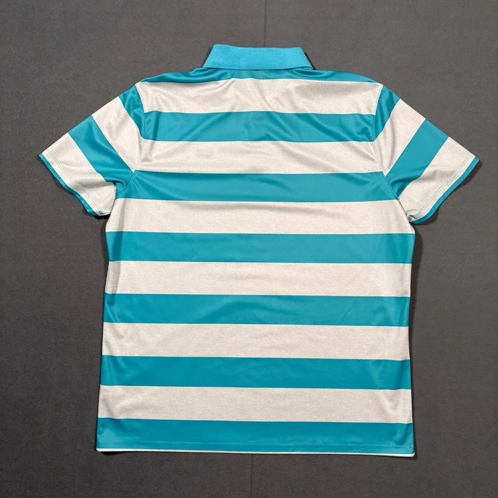 Nike Mens Golf Dri-FIT Victory Bold Stripe Polo Teal Blue Polyester X-Large